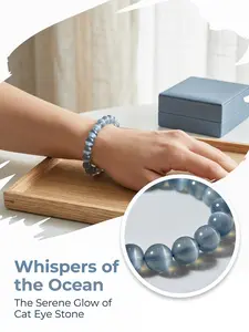 Natural Blue Candy Heart Agate Beaded Bracelet, Healing Crystal for Chakra Balance, Stress Relief, Yoga Meditation Jewelry, Unisex Gift