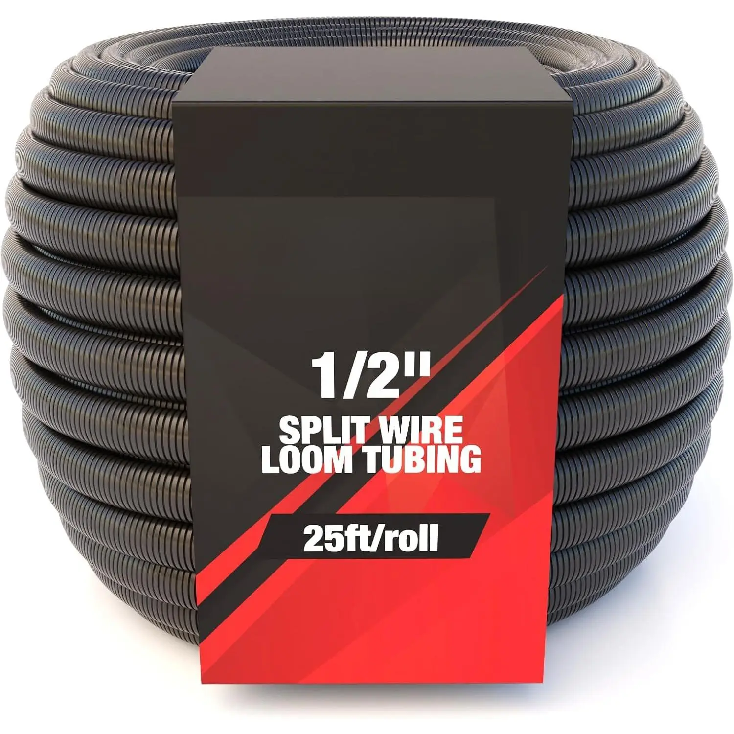 1/2 Inch x 25ft Split Wire Loom Tubing, Split  Sleeve Cord Protector for Industrial Electrical Wires, Automotive Wire Cover Flexible, High Temperature  Conduit, Wrap