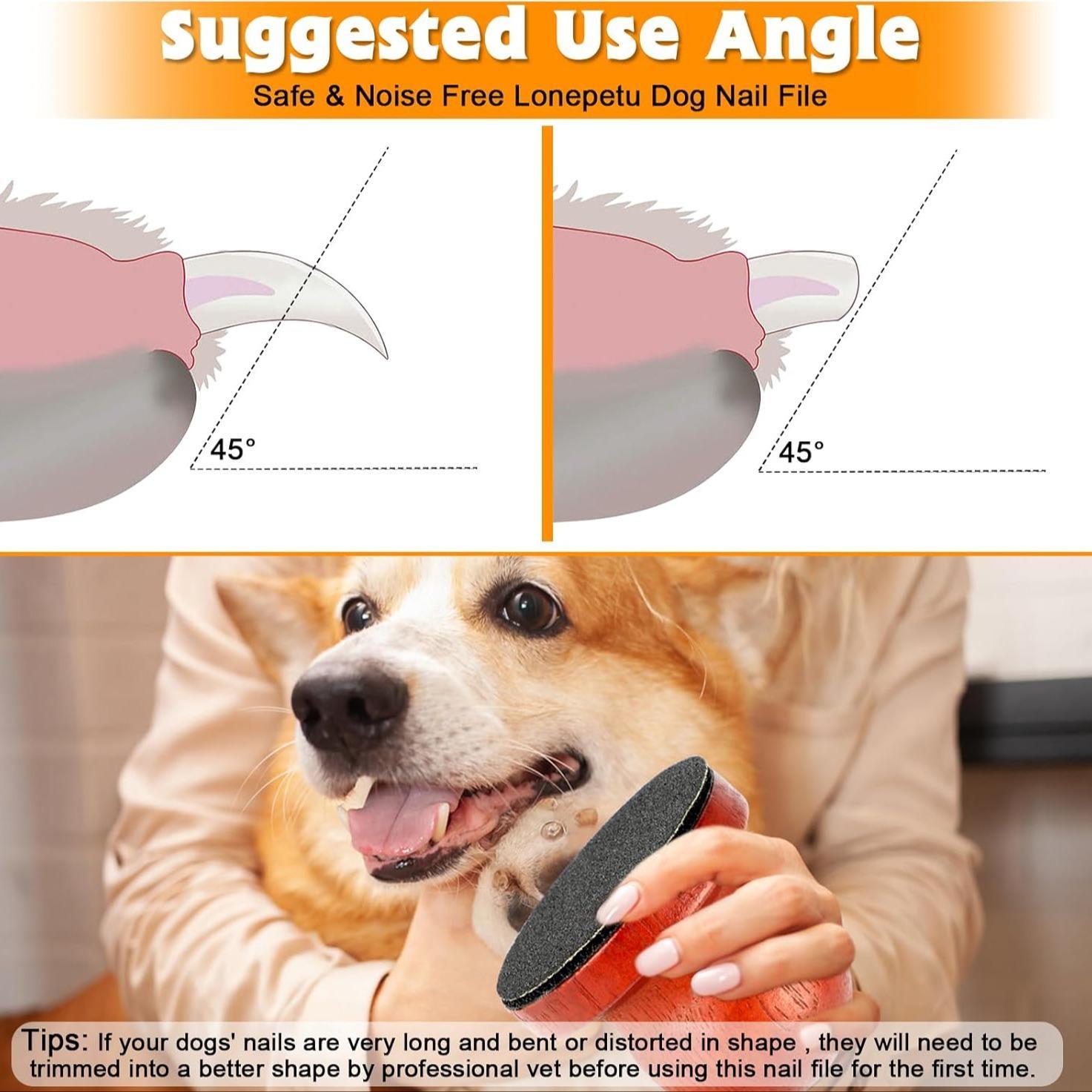 Wooden Dog Nail File, Dog Nail Scraper with 3 Counts Replaceable Sandpaper, Stress Free Dog Nails Grinding Board Trimmer for Pets Dogs Cats