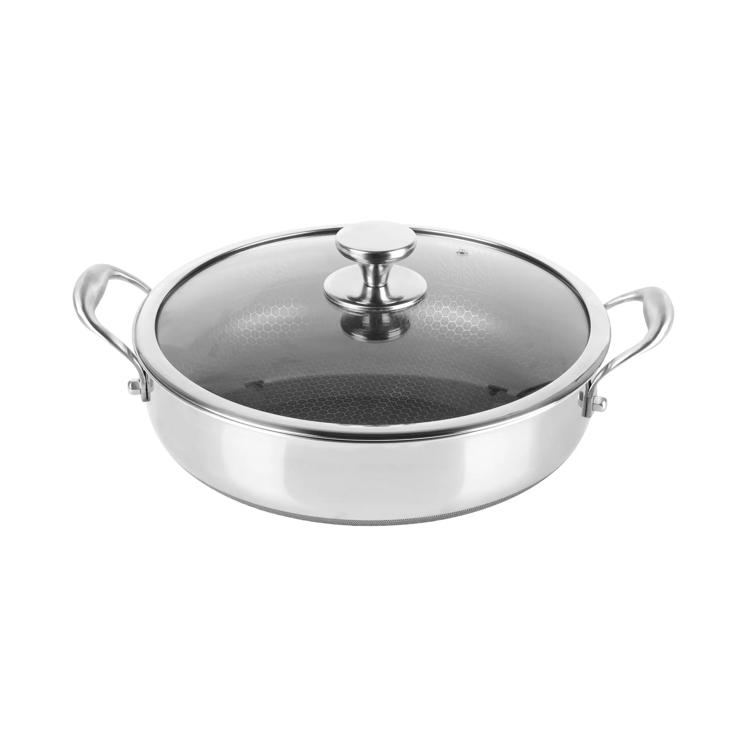 Stainless Steel Honeycomb Soup Pot with Lid and Dual Handles, Non-Stick Durable Design, Large Capacity, Ideal for Home Kitchen, Camping