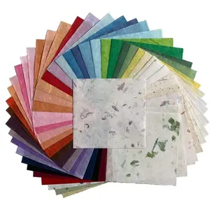 50 Sheets 6 x 6 Inches  Fiber Mulberry paper Sheets Square Origami Paper Arts Folding Craft, Decoration Paper for DIY Crafts ( Colors Rice Straw etc.,, 6 x 6)