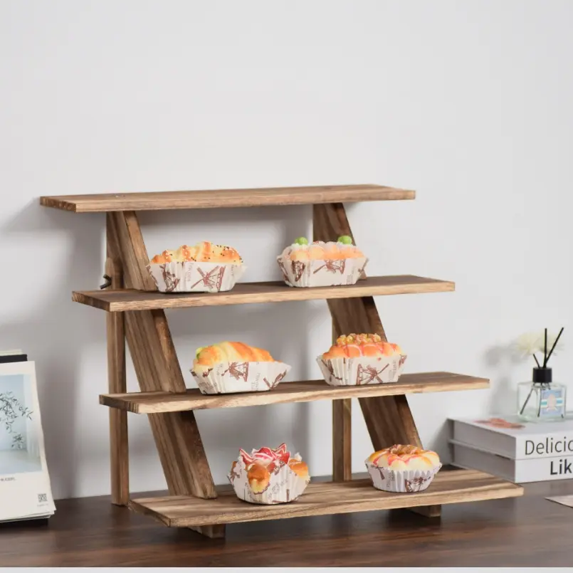 Portable Four-Tier Wooden Ladder Storage Rack, Multi-Scene Adapter, Living Room Display, Kitchen Organizer, Garden Plant Holder, Sturdy and Aesthetic, Decor
