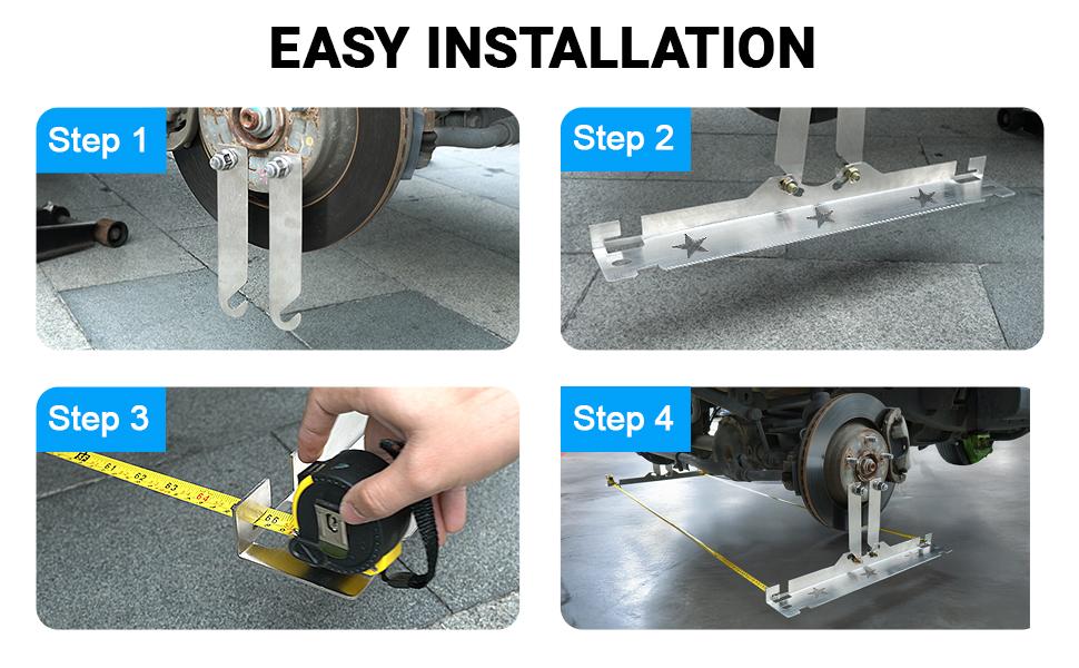 Wheel Alignment Tool with Connection Sheet, Premium Stainless Steel Toe Alignment Tool Plates for Car, Truck, SUV(Include 2 Measuring Tapes)
