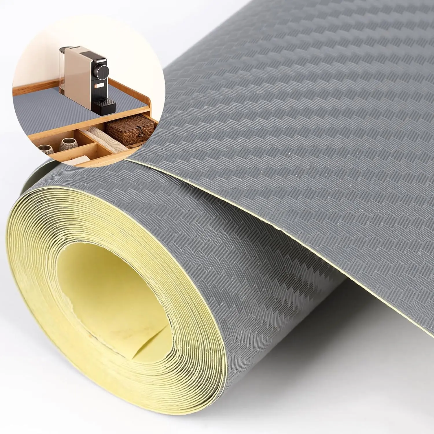 Self-Adhesive Shelf Liner Kitchen Liner Waterproof Backed Paper Easy Peel and Stick Contact Liner Without Residue for Decor Desk Surface Kitchen Countertops Silver 11.8 x 59 inches