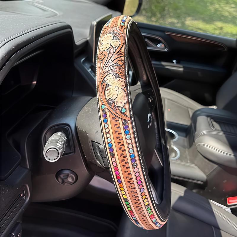 NEW  2026  Non-Slip Grip Steering Wheel Cover with No Inner Ring Breathable for All Seasons Western-style Contoured Hard Shell FootballBack Protector Black Pool Tennis Car Interior Kit....