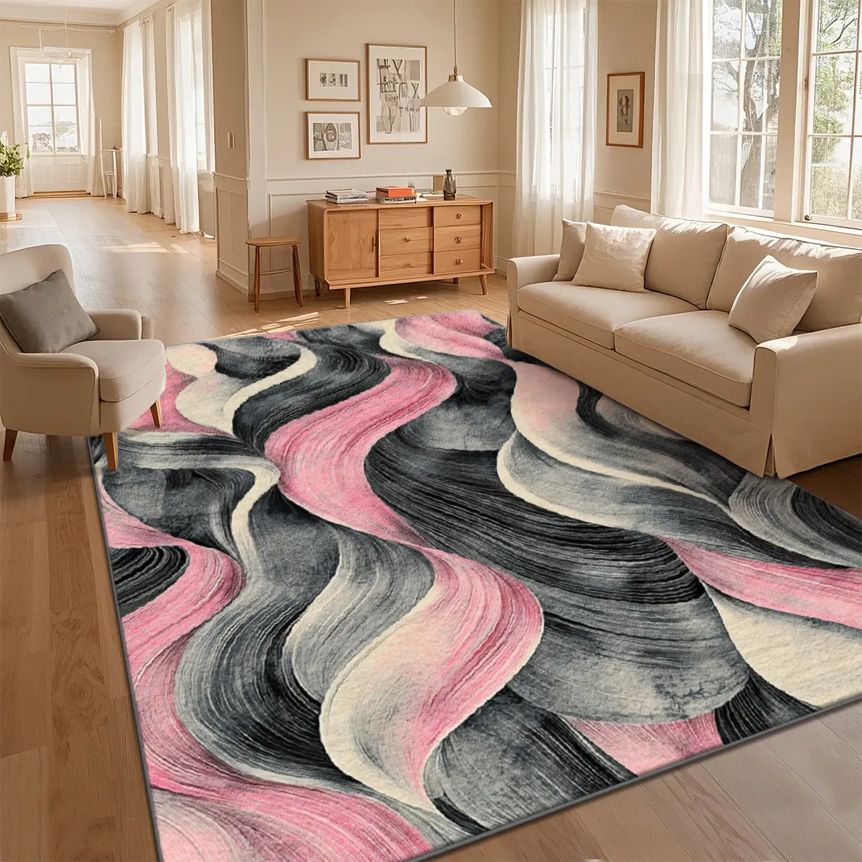 Local Delivery Multi Sizes Velvet Pink Grey Black Mixed Soft Wavy Marble Rug Washable Non Slip Boho Farmhouse Runner Nursery Indoor Decor Rug