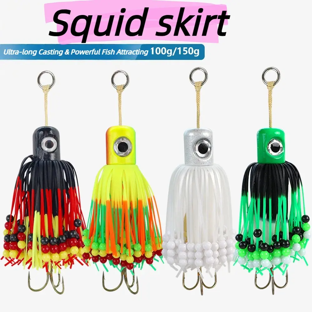 Deep Sea Giant Night Glow Squid Soft Bait 100-180g, UV Reflective Fishing Lure, Durable Strong Hook, Marine Fishing Dummy Baits
