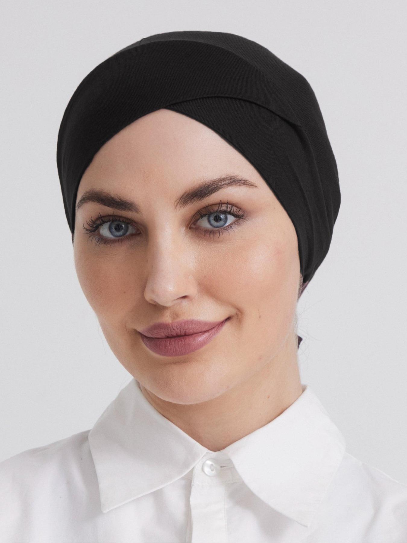 Women's Fashion Turban Hat Set, Adjustable Elastic Hijab Cap, Breathable Material, Suitable for All Seasons