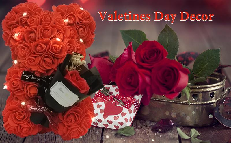 Romantic Valentine's Day Gift For Her Artificial Flower Rose Teddy Bear With Preserved Flowers Bouquet And Blind Box Pearl Necklace Birthday Gift For Wife Girlfriend Mom Women Mothers Day Home Decor