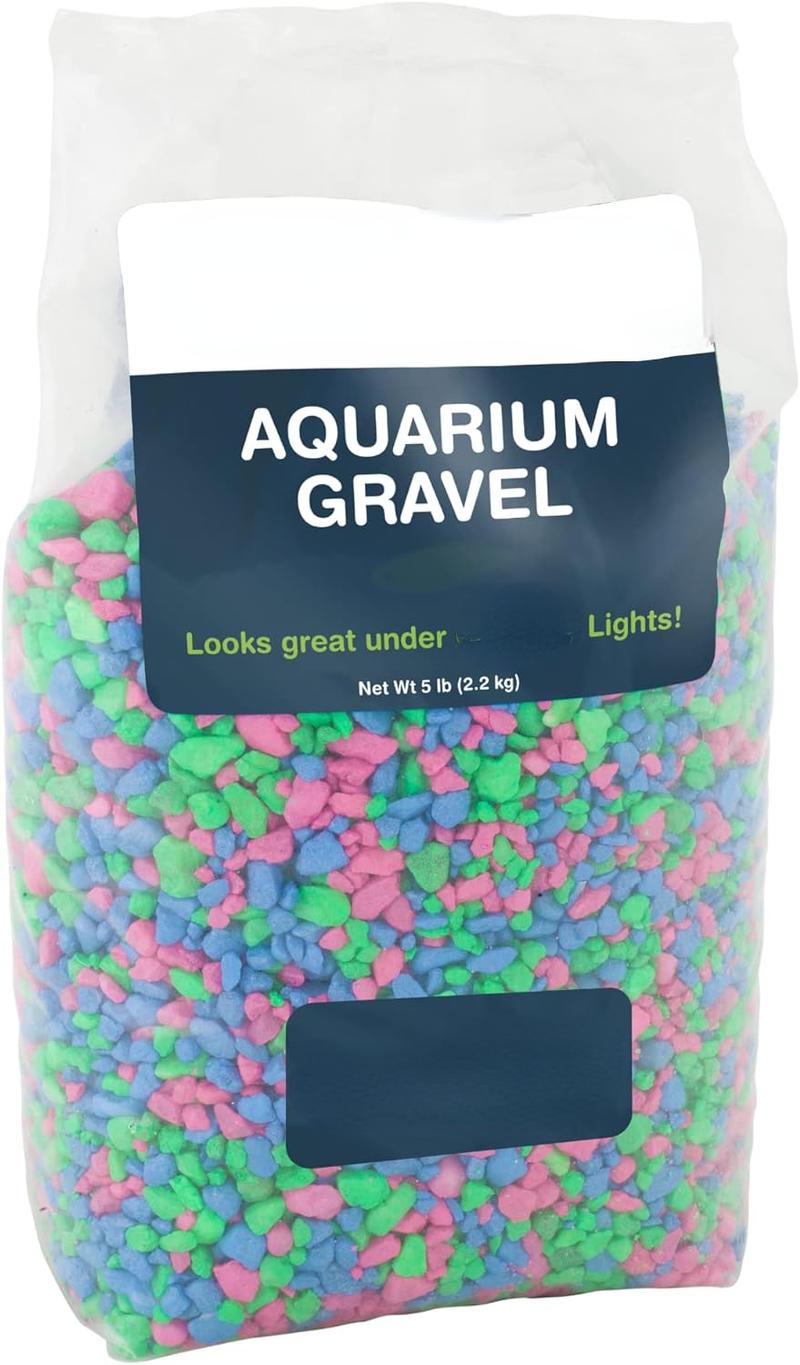 Aquarium Gravel, Fish Tank Gravel, Black With Fluorescent Accents, Compliments GloFish Tanks, 5 lb Bag