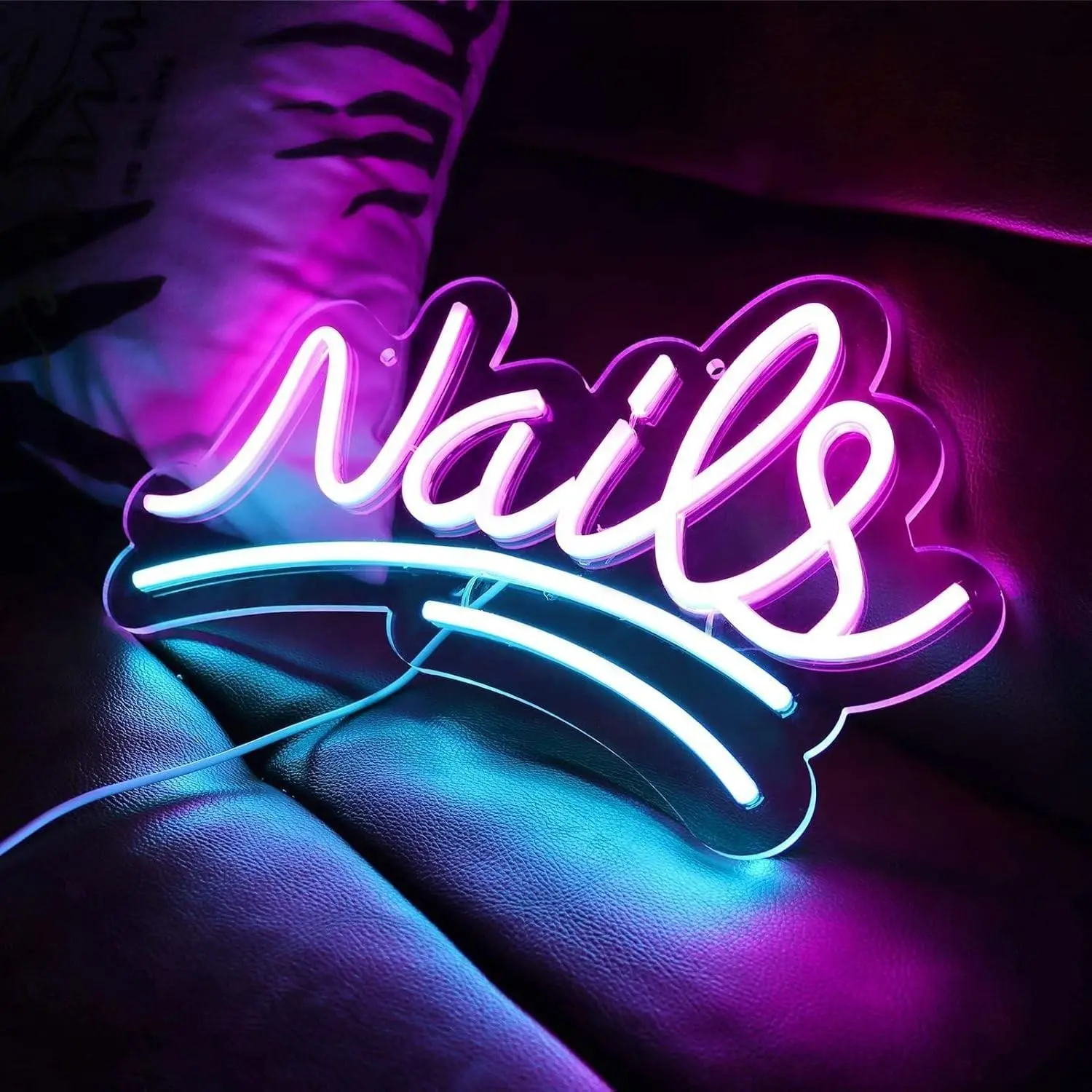 Neon Nail Art Sign, Glow-In-The-Dark LED Wall Lamp, USB Powered, Neon Lights for Bedroom Decor, Salon, Office, Party Gifts