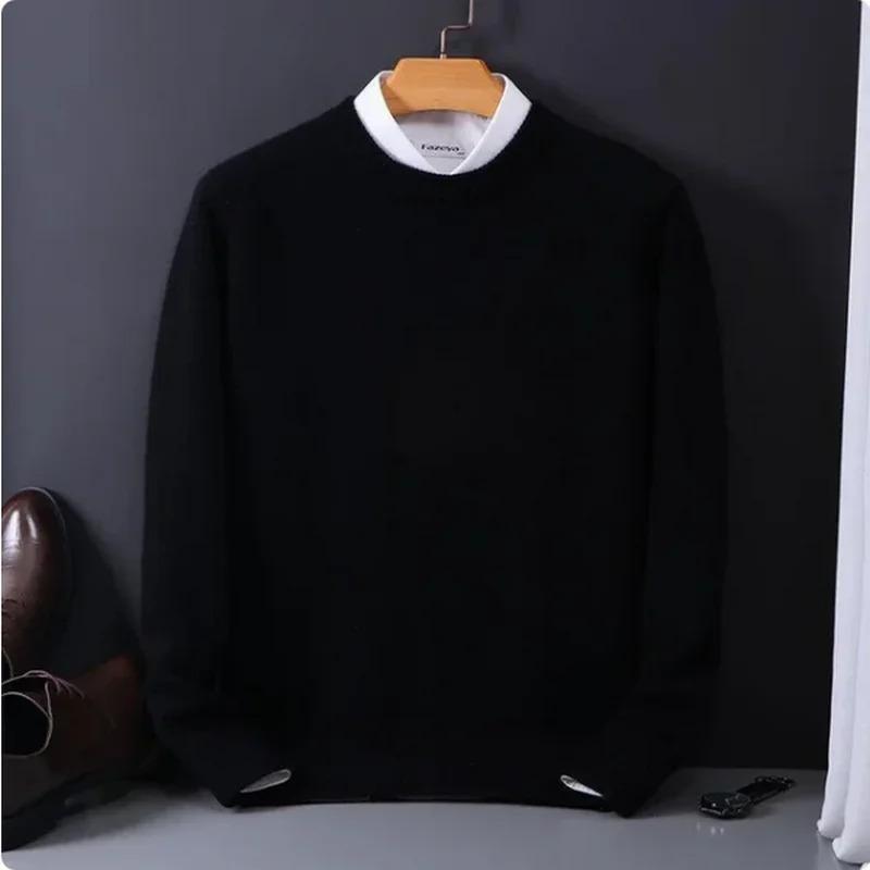 2026 Cashmere Sweater O-neck Pullovers Men's Loose Oversized M-3XL Knitted Bottom Shirt Autumn Winter New Korean Casual Men