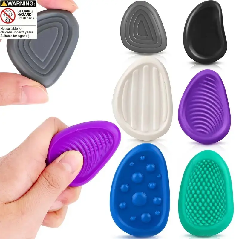 Children Adult Classroom Essential Stress Relief Fidgeting Tools Fidget Sensory Toys Set of 6, Anxiety Stones, Autism Adhd, Textured Sensory Toy for Students Teens Adults Office Break