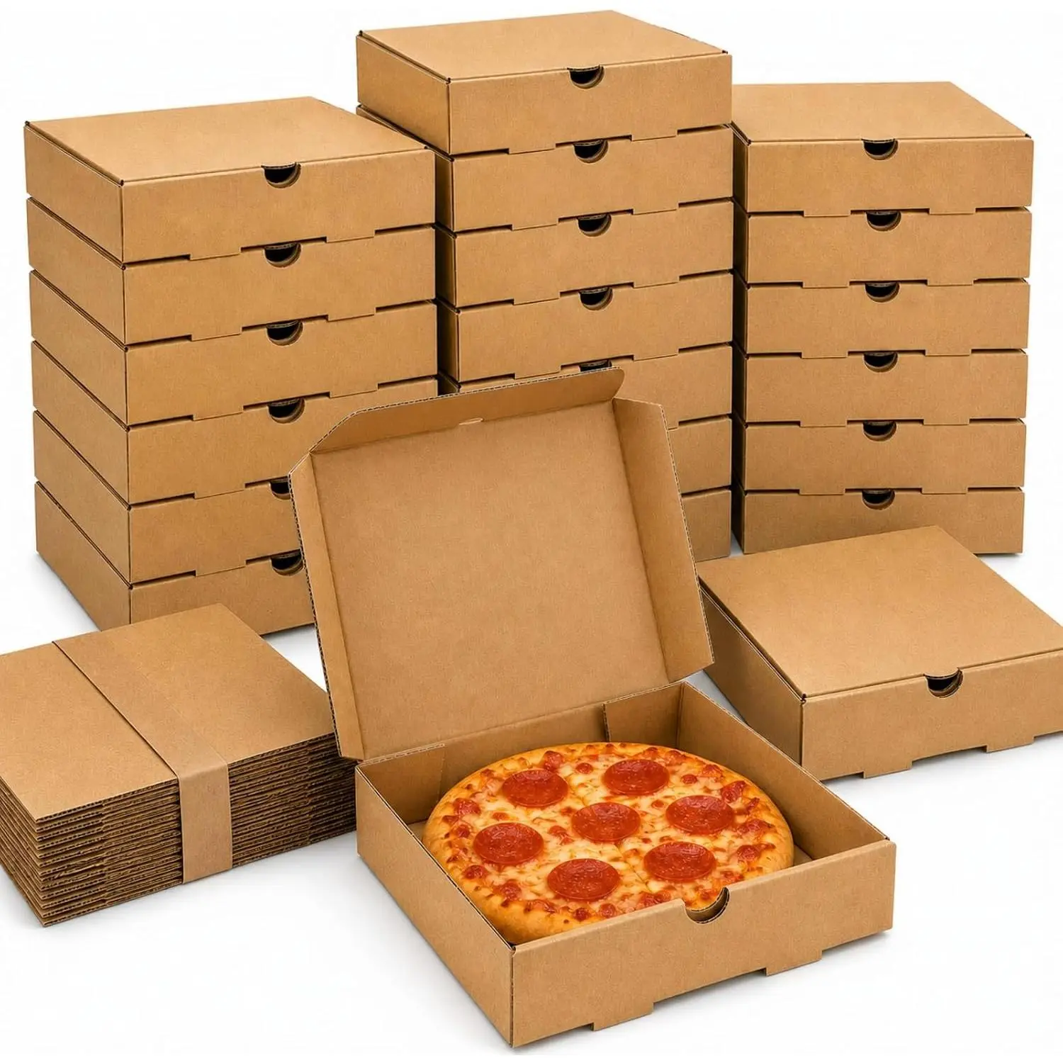 30 Pack Pizza Boxes, 7.3 x 7.3 x 1.6 Inch Small Pizza Boxes Corrugated Cardboard Pizza Box,   Pizza Box Bulk Takeaway Packaging Boxes, Keeps Pizza Cake Cookies