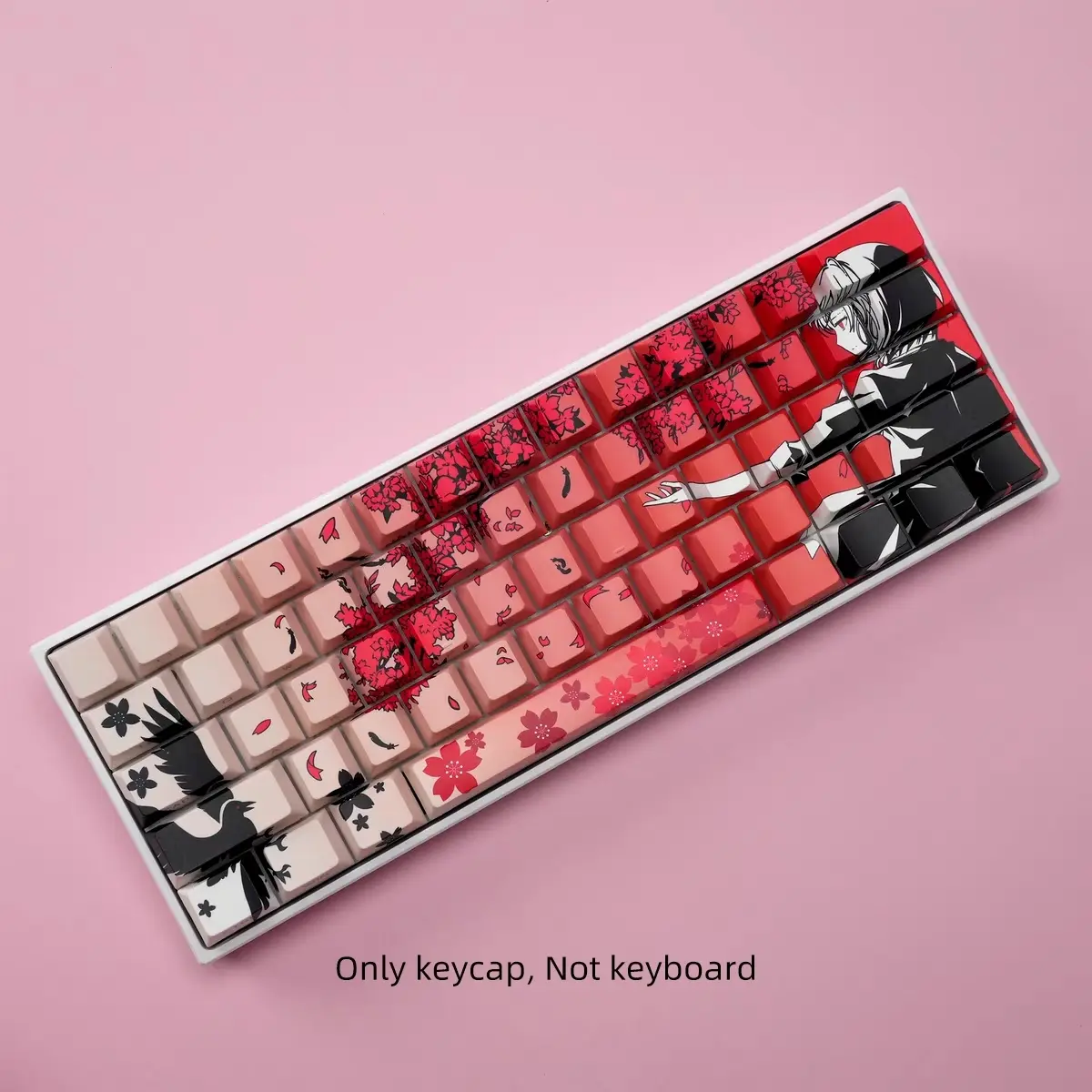 Cherry Blossom Pattern Keycap, PBT Five-sided Sublimation Keycap, Keyboard Keycap for 6.25U Space 61/68/75/8487/98/100/104/108