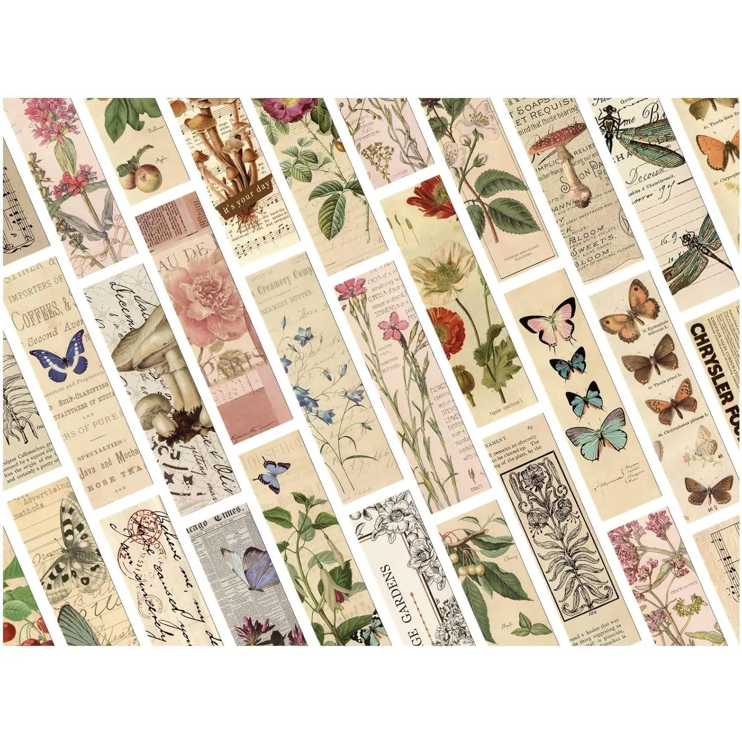 30 count  Aesthetic  Floral Paper Bookmarks (Gentle )