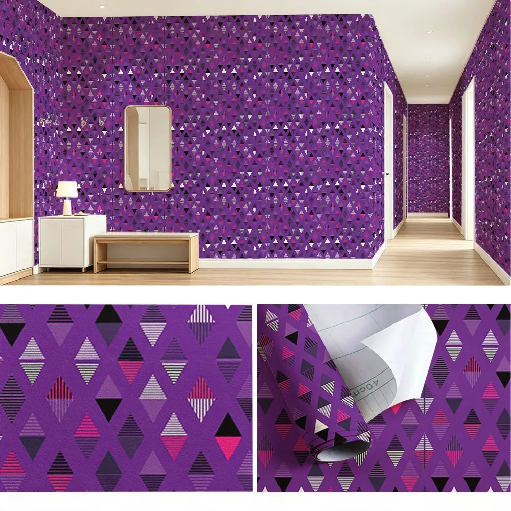 Diamond Pattern Wallpaper Roll, Colors, Base, PVC Adhesive Backing, Easy Peel & Stick, Living Room Decor
