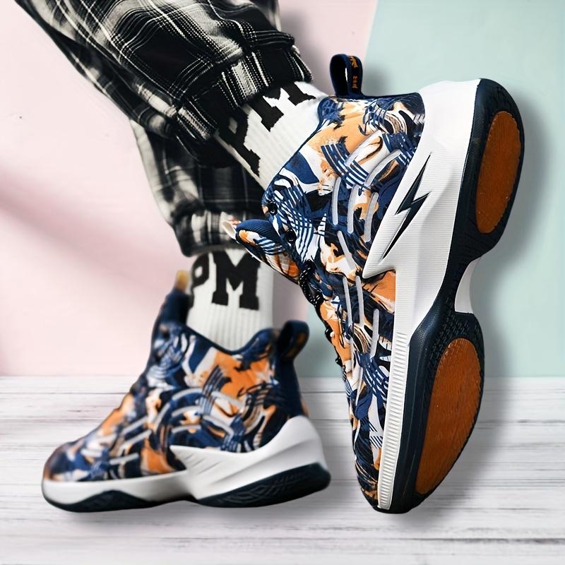 Men's and women's mid-top basketball shoes, small sizes for students, breathable PU upper and wear-resistant non-slip cushioning sole, suitable for sports and casual wear - stylish lace-up training shoes