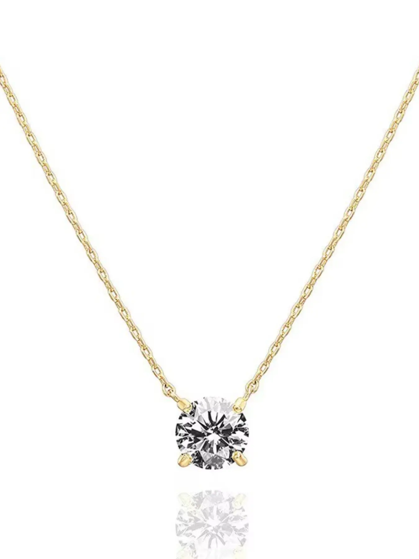 Dainty 4-Prong Solitaire Cz Choker Necklace, Thin Chain Neck Jewelry in Silver Color & for Women, Elegant Fashion Accessory