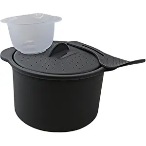 Microwave Rice & Grain Cooker with Measuring Cup & Paddle – Cooks Rice, Quinoa, Veggies Fast – Heat-Safe Handles, BPA-Free, Easy to Use.Size: 7" x 5.875"