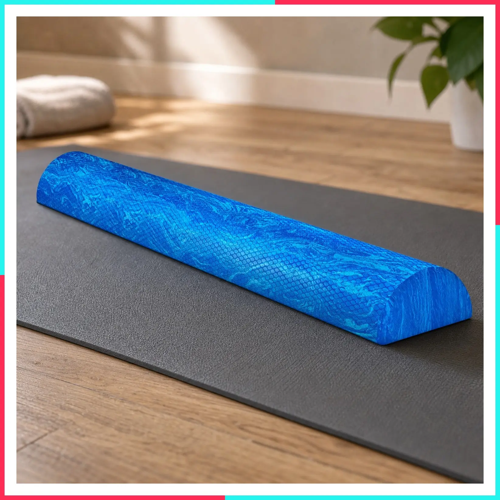 EVA Firm Foam Roller for Stretching, Half Yoga Back Roller for Muscle Massage, Pilates, Balance & Core Exercises - 12/36 Inches