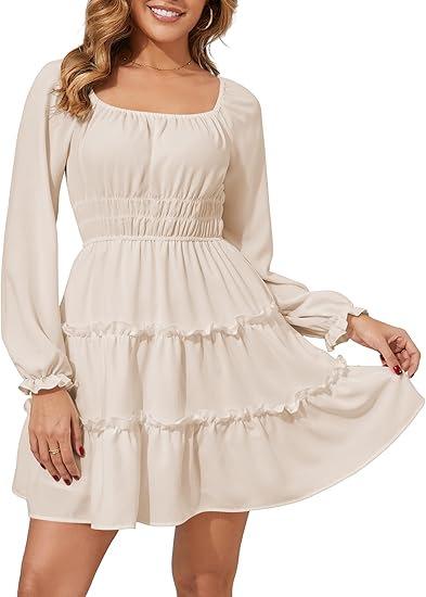 Women's lotus leaf ruffle dress new fall and winter women's fashion layered waist cinched elastic waist short skirt women