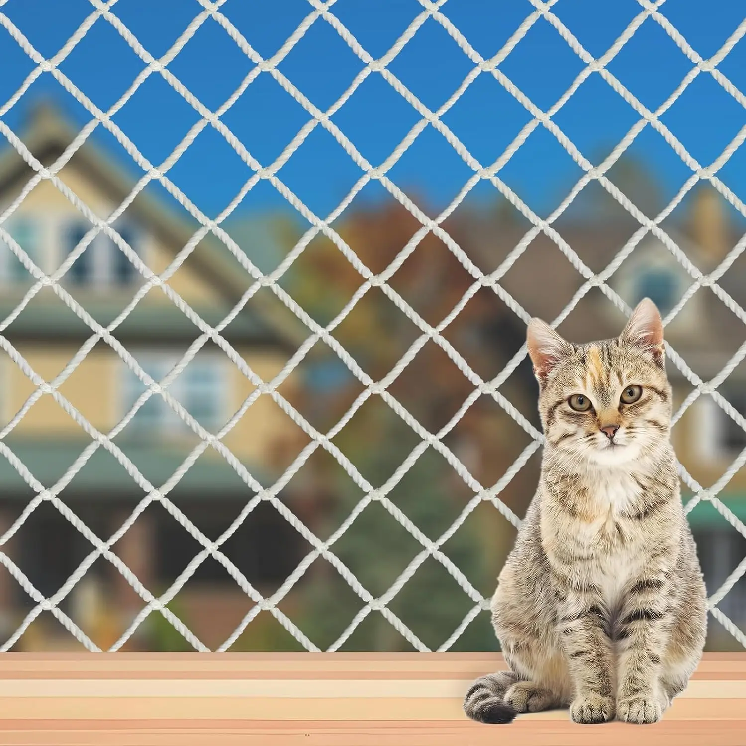 Large Anti-Fall Safety Pet Balcony Netting, White Nylon Climbing Mesh Fence for Cats Dogs, Suitable for Balcony Stair Window Outdoors, 10x3.3ft