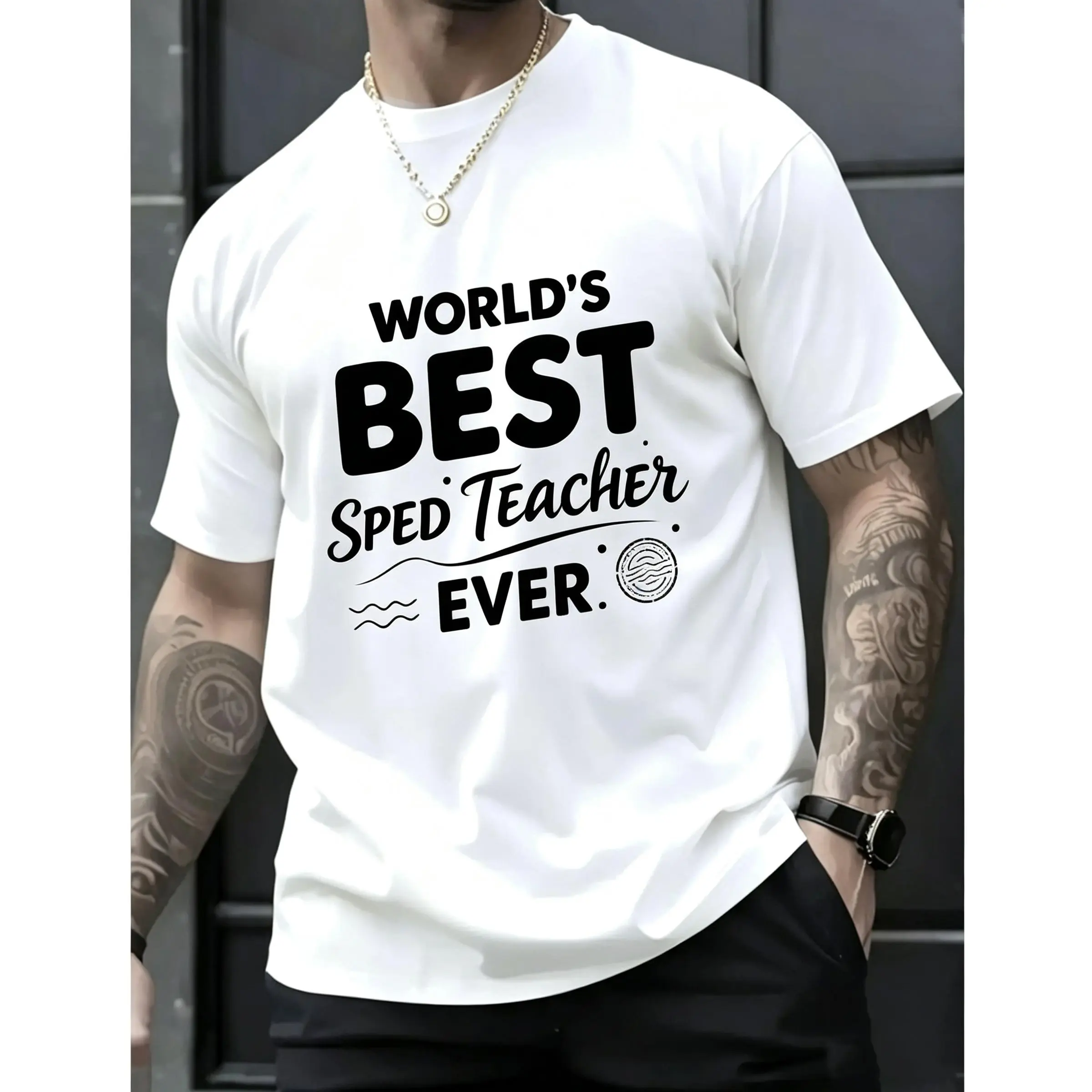 Unisex World's Best Sped Teacher Ever T-Shirt, Men's Women's Shirt Top, Short Sleeve Tops Crewneck Tshirt