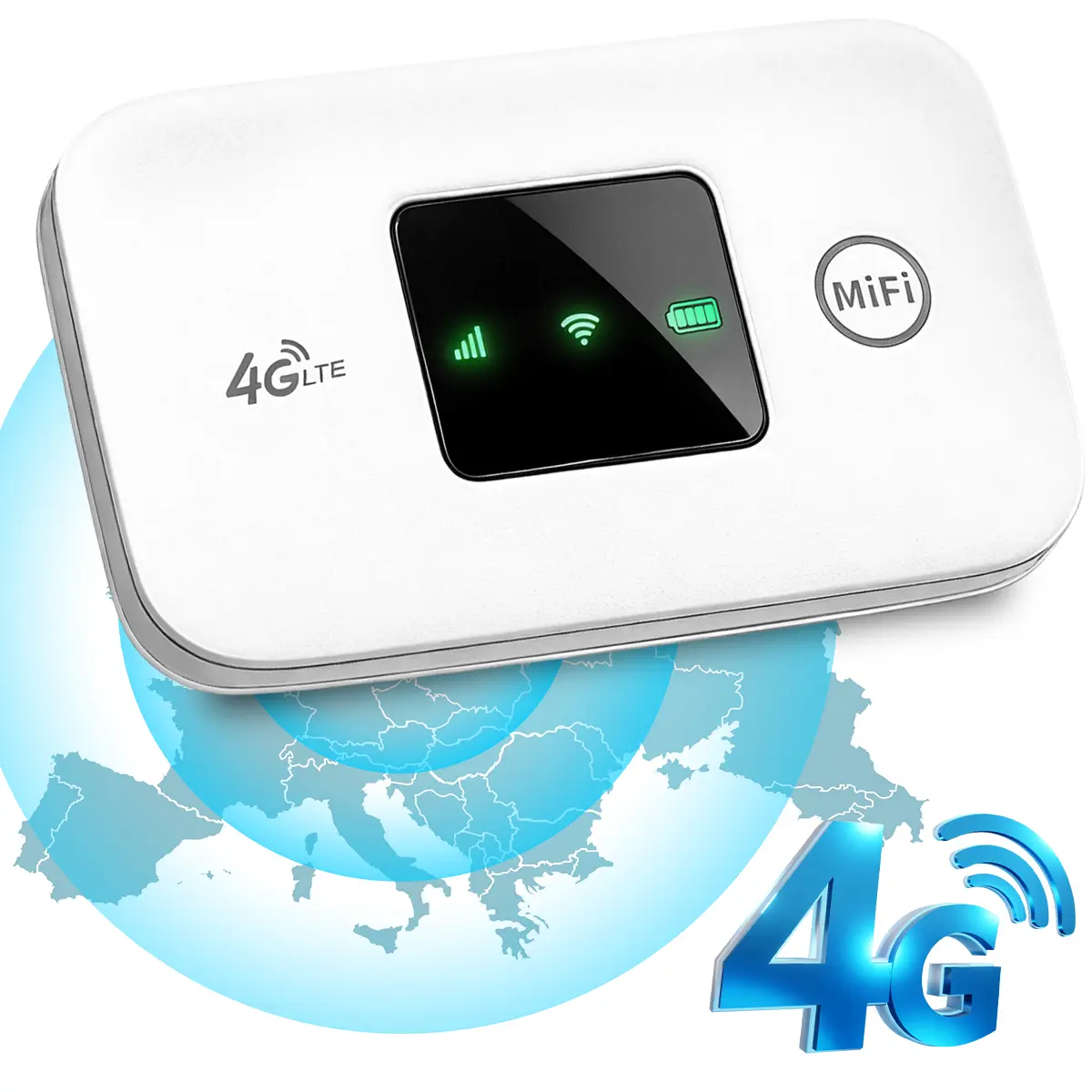 Latest 4G LTE MiFi Hotspot, Travel Router For Home, 150Mbps High Speed, 10-Device Sharing, 6-Hour Battery Life, Perfect For European Road Trips and City Walks.