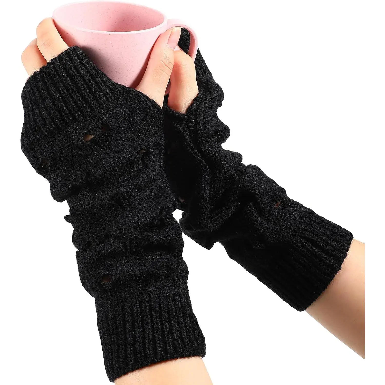 Arm Warmers, Y2K Fingerless Punk Gothic Gloves Thumb Hole Gloves