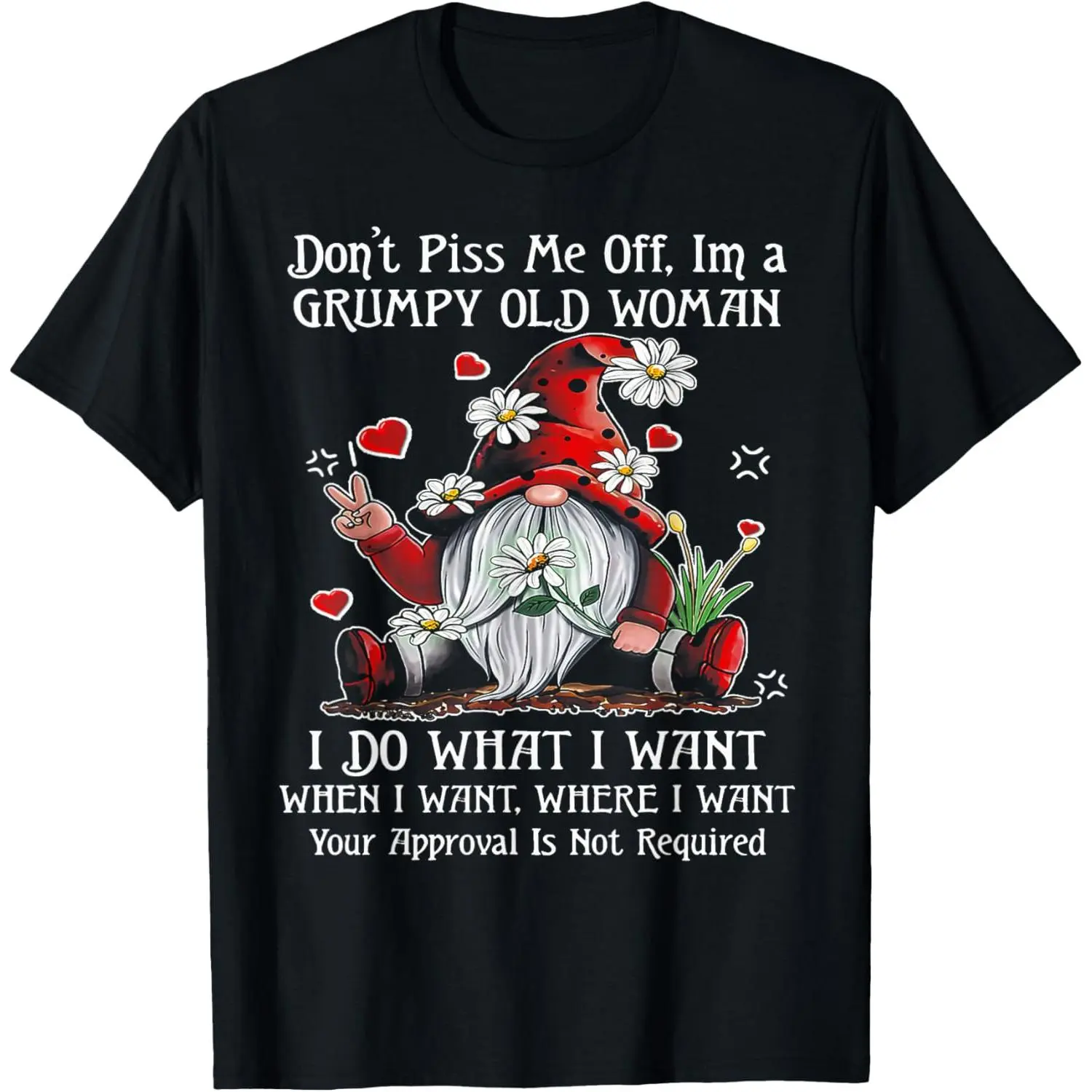 Gnome Don't Piss Me Off I'm A Grumpy Old Woman T-Shirt