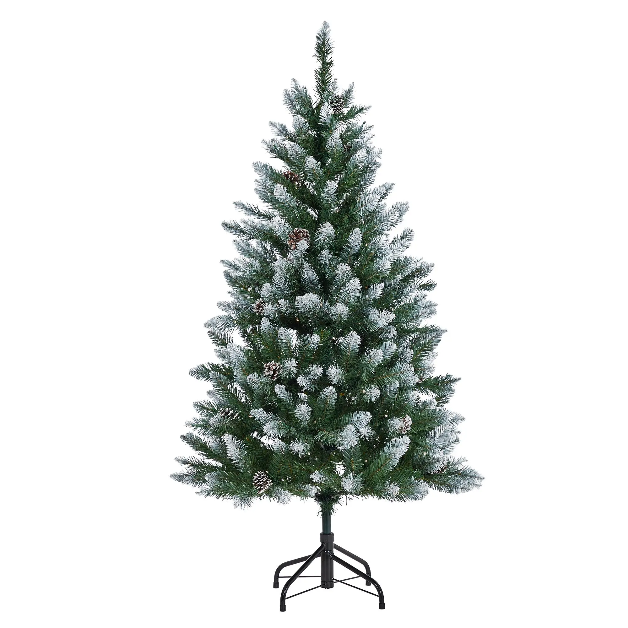 Pre-Lit Flocked Artificial Christmas Tree with Pinecones & Metal Hinged Branches, 4.5-9 FT, 8 LED Warm White Light Modes, Flame-Retardant PVC, Easy Assembly, Festive Decor for Home, Office