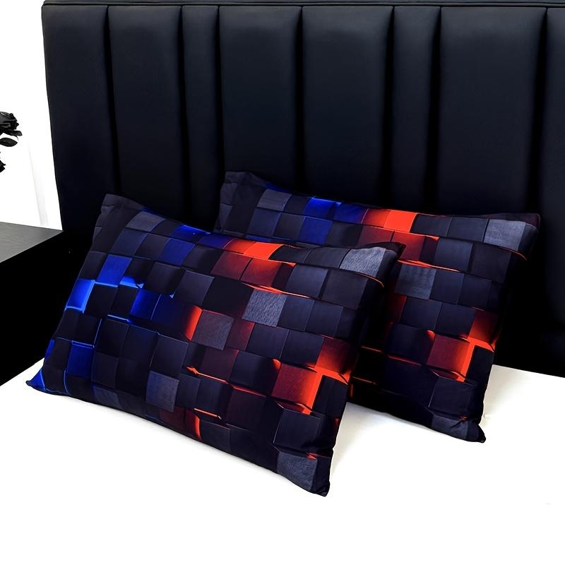 3 cool tech digital printed material quilt cover sets, four-season products, in red and blue, with four sizes (twin bed, double bed, queen size bed, king size bed) (1 bedspread + 1/2 pillowcases, no filling)