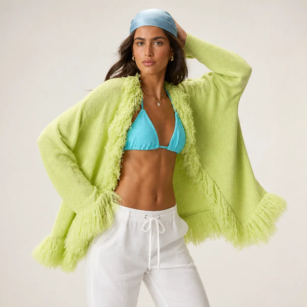 Women's Fringe Knit Cardigan Open Front Long Sleeve Drop Shoulder Boho Sweater Fall Winter Casual Statement Festival Fringe Fall Winter Knit Cardigan