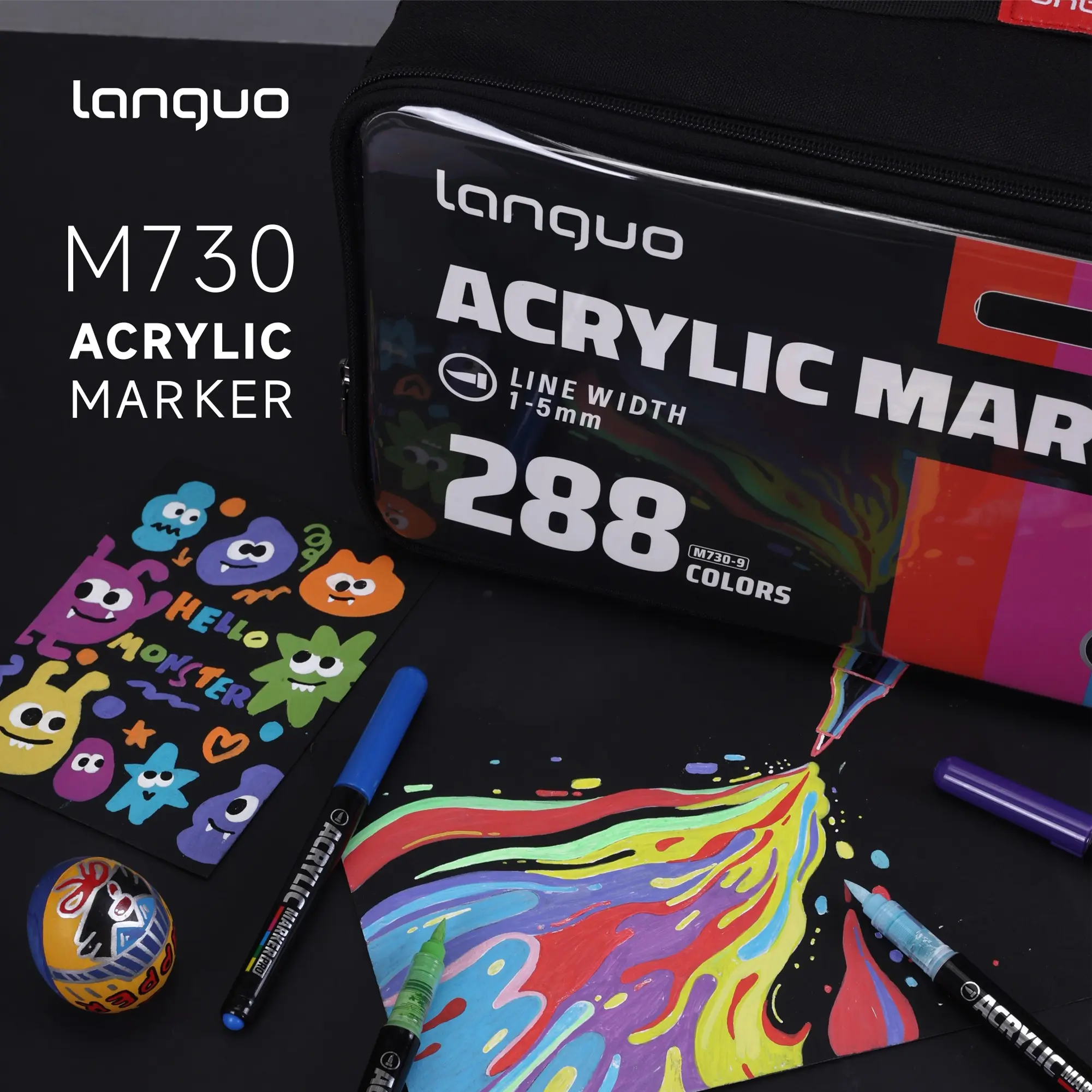 Languo Ink Pro Marker Pen, 426/288/192 Colors, Soft Tip, Ink Refillable, Layered Color, Non-See-Through, Art Supplies, Back-To-School Gift