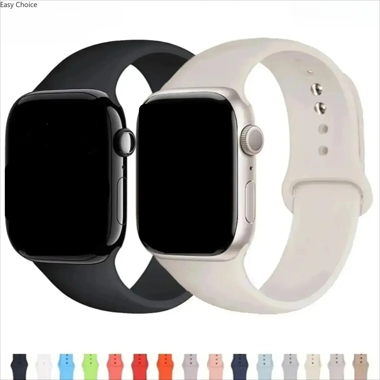 2‑Pack Sport Silicone Watch Bands, Soft Durable Replacement Straps Compatible With All Series 38‑49mm Smart Watches