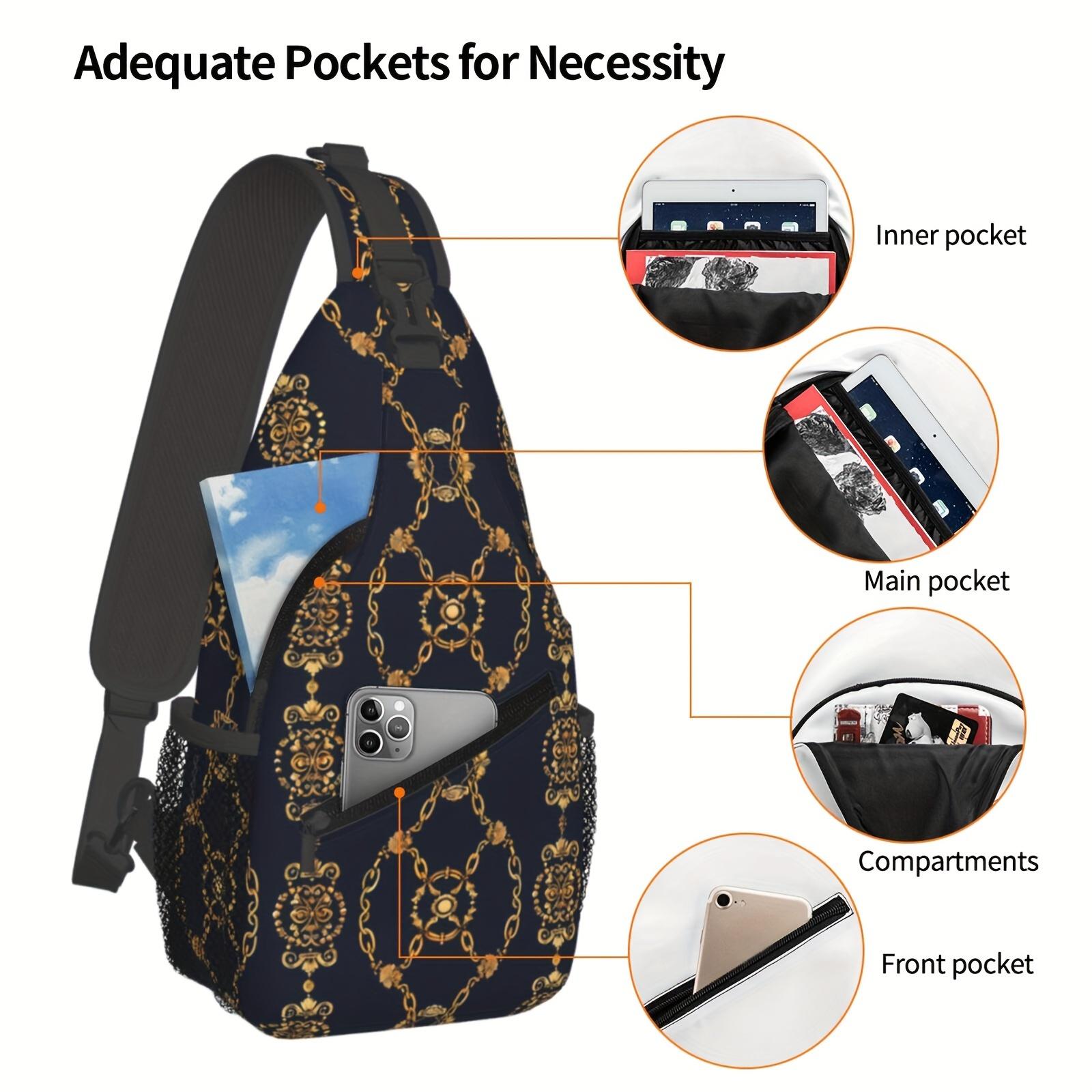 Crossbody Chest  Hiking  Gold Chains Shoulder  Folding Large Capacity Fashion Durable Can Be Used For Shopping, Work, Leisure Travel Beach  Fishing  Travel Accessories Must Have  For School Back Christmas Gifts bag backpack