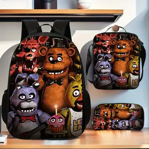 Freddy Backpack 3pcs Set Includes a Pencil Case, Crossbody Bag, And School Bag, Featuring a Spacious Design Made of Casual, Lightweight for Daily Use, Complete with a Lunch Bag, Adjustable Strap, And Zipper Closure