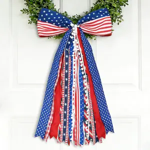 4th of July Decorations - Patriotic Wreath Sash Bow 27x13 Inch - Memorial Day Decor - American Flag Ribbon Bow for Front Door - Fourth of July 250th Anniversary Patriotic Decoration for Indoor Outdoorfidget toys