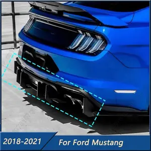 Car Rear Bumper Diffuser Fit For Ford Mustang 2018 2019 2020 2021 Body Kit Black Clip installation ABS Plastic