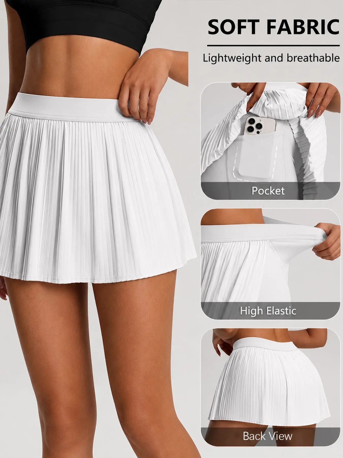 Women's Versatile Sporty Pleated Skirt, Inner Lining Safety Pants, Tennis Badminton Yoga Fitness Daily Commute Dress, Tennis Skirts