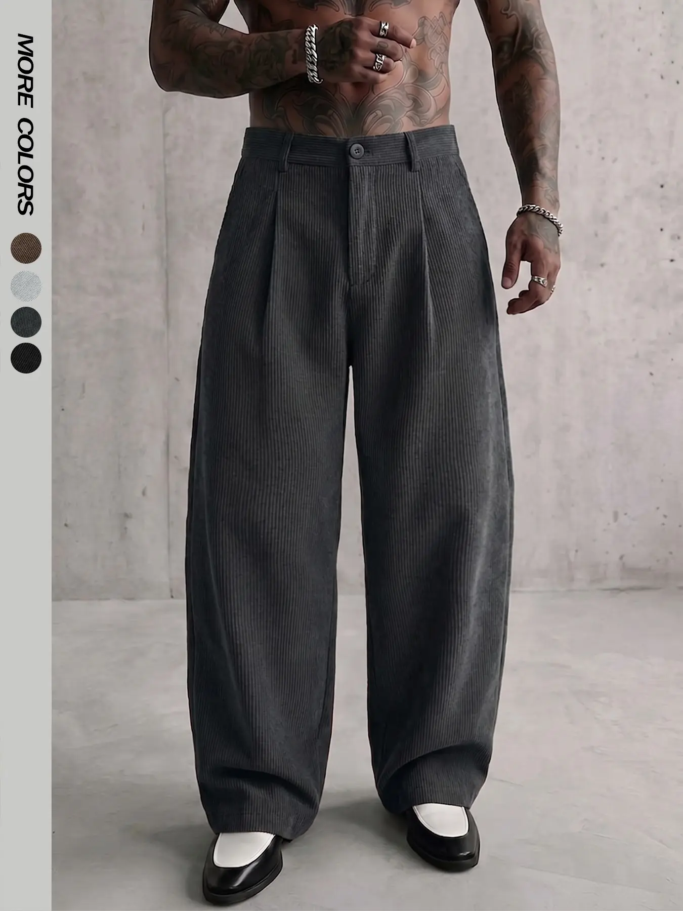 Men's Old Money Solid Color Corduroy Pants Straight Leg Side Pocket Retro Ribbed Elastic Waist Pleated, Autumn Casual Pants, Fall Winter Daily Lounge Pants Club wear Party Outdoor Work