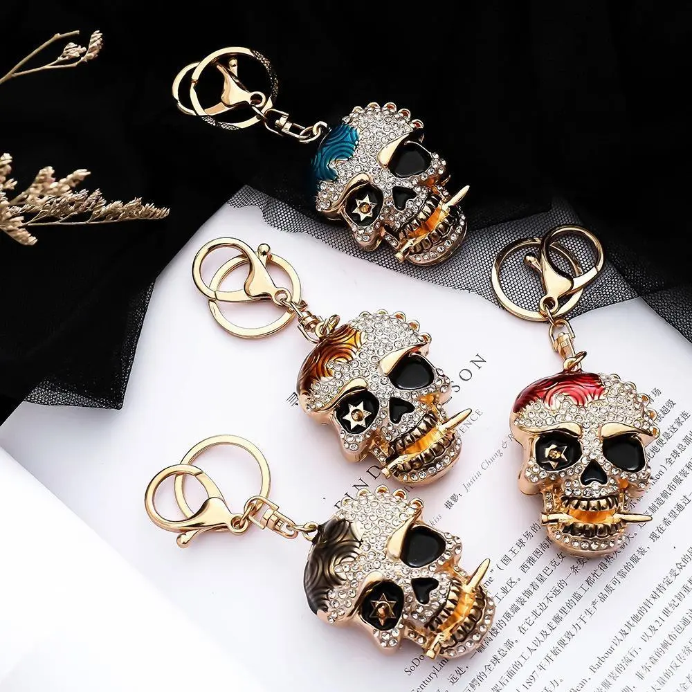 2026 New Arrival Sturdy 3D Skull Fashionable Alloy Keychain - Rhinestone-Decor Hip-Hop Charm, Glamorous Figure-Enhancing Accessory for Jeans, Car, Bag Hanging
