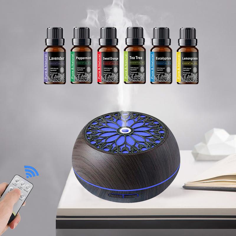 550ml Diffuser  6 Long Lasting Oils  Soundwave Humidification, Timer & Ambient Light for 800sqft Rooms