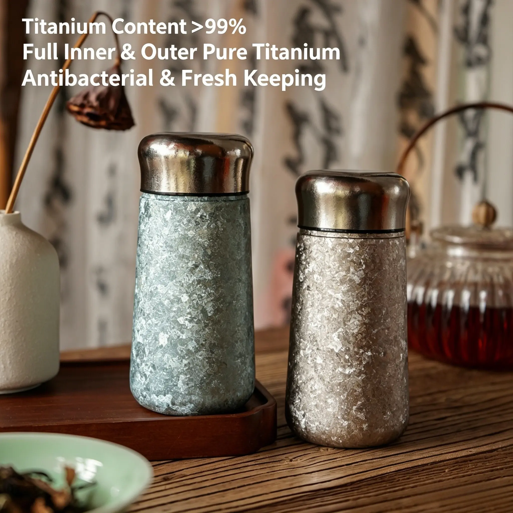Mini Pure Titanium Pocket Thermos, Luxury Portable Tea Cup, Perfect Women Gift, 230ML Insulated Water Bottle, Compact and Stylish Design