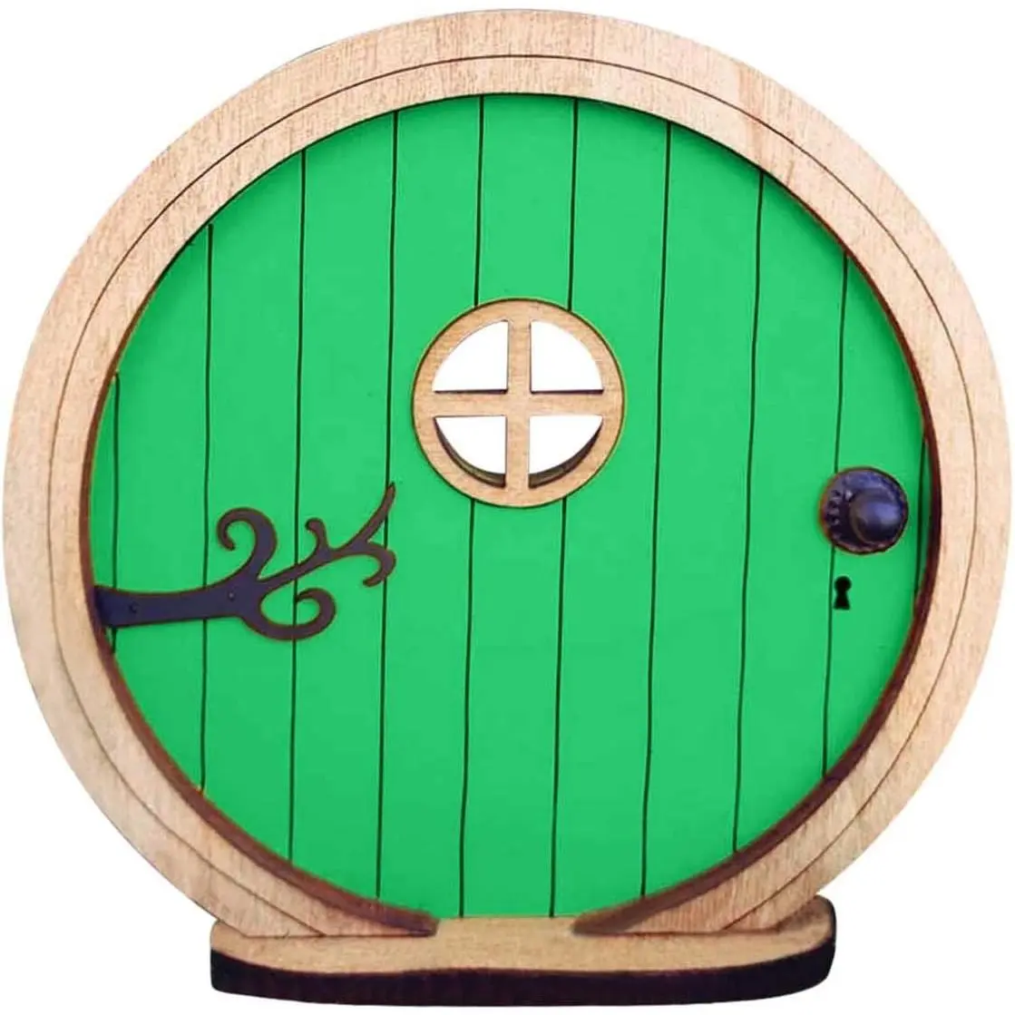 1Pc Fairy Garden Door for Tree, Fairys Doors for Trees Outdoor and Tree Trunk, Mini Fairy Garden Sculpture Lawn Ornament Decor, Fairys Tales Door Decoration, Gardens Miniatures (Green)