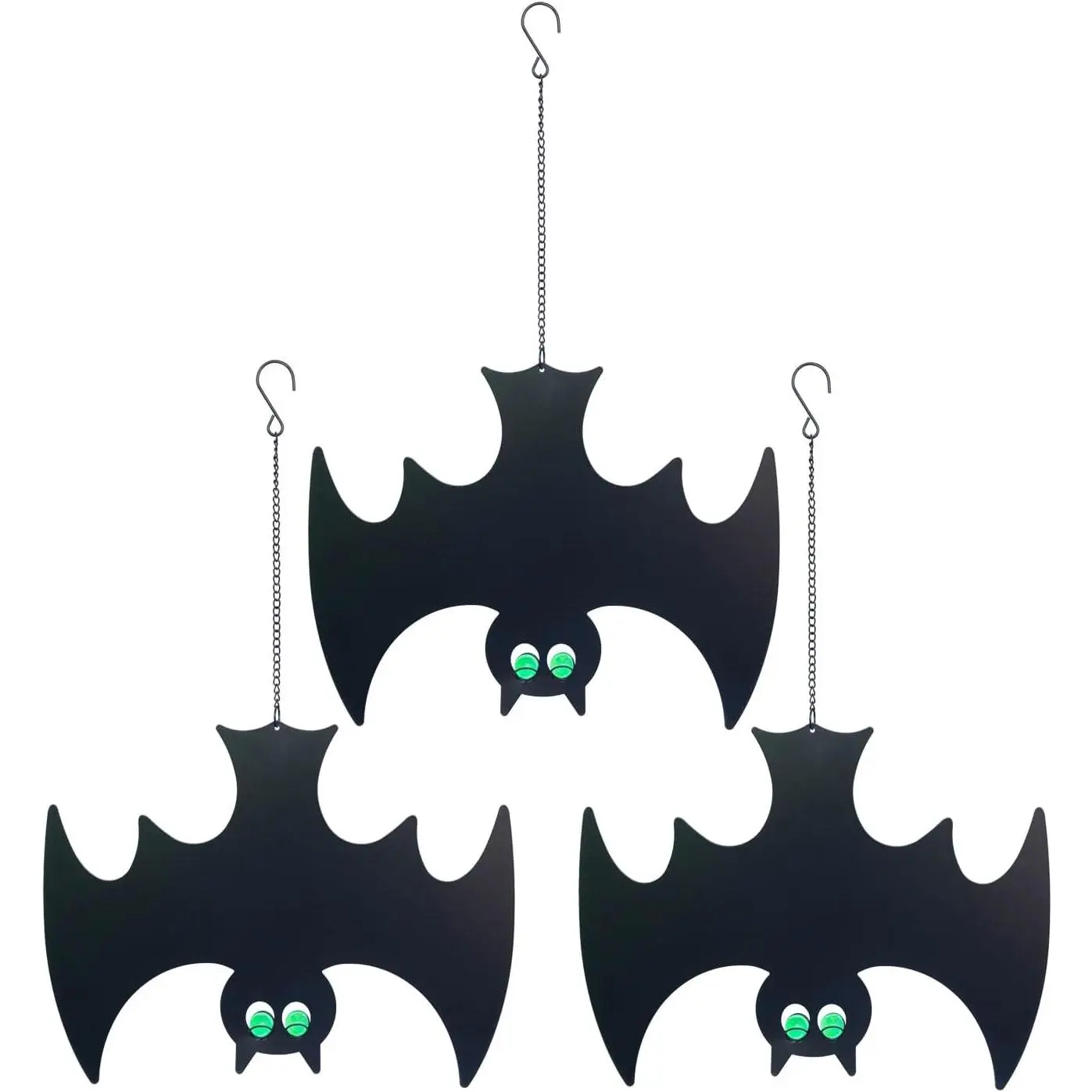 Halloween Metal Bat  Decorations for Yard Porch Outdoor Indoor, Halloween Decorative Metal Bats  Decor with Glowing Eyes in The Dark, Set of 3 (Bats)