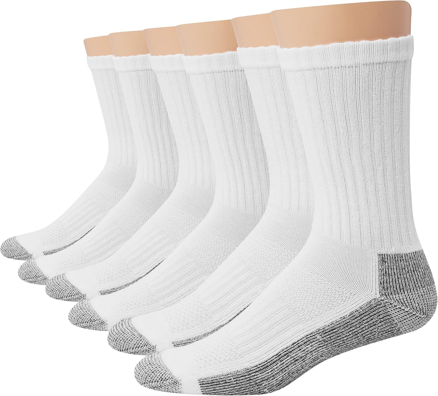 Men's Work Socks, Cushioned Crew Socks, Moisture-Wicking Socks & Odor Control, Black & White, 6 & 12 Pack Available