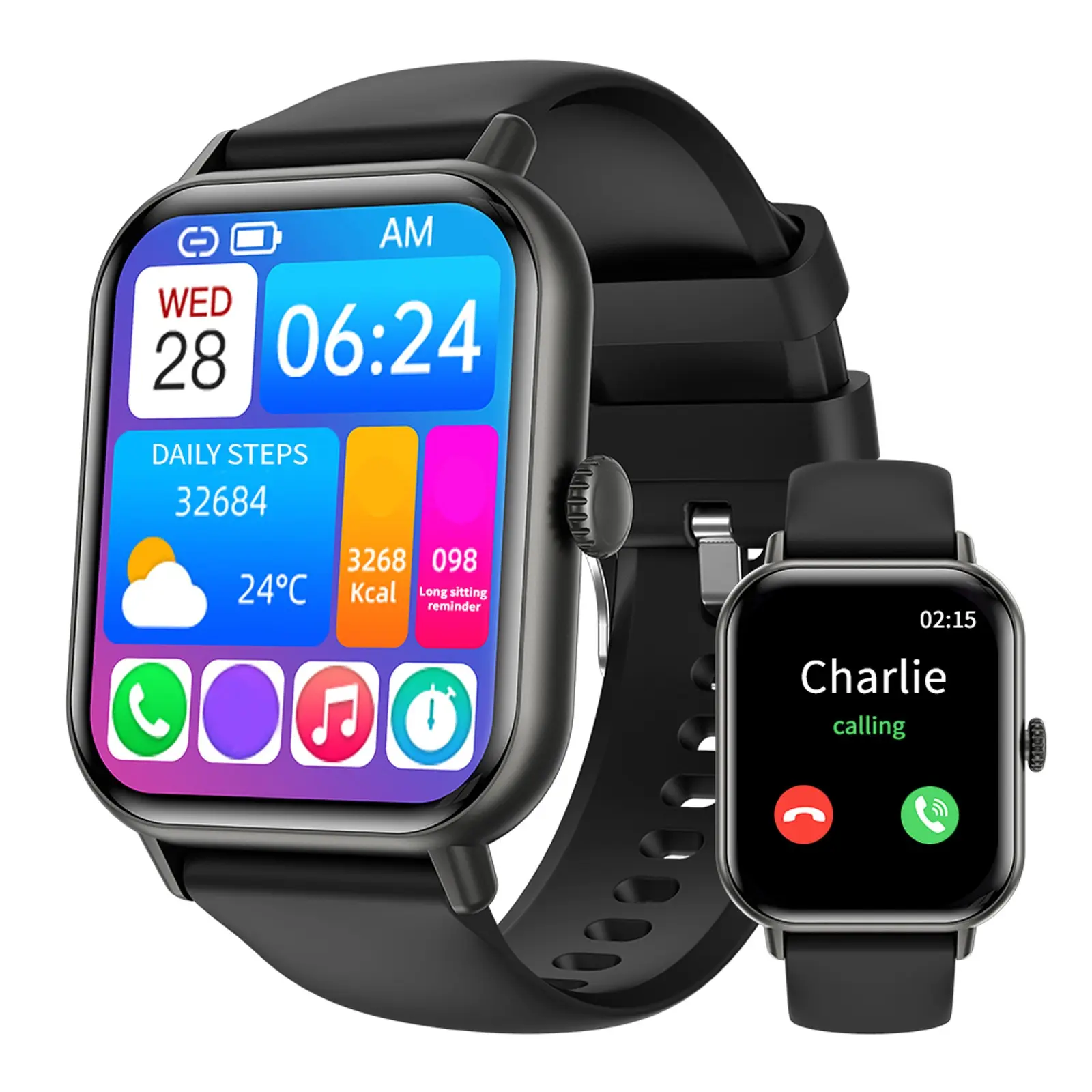 Smart Watch with Wireless Calling, Multiple APP Notifications, Customizable Wallpaper, Music Control, Compatible with iOS/android, Touchscreen Smartwatch