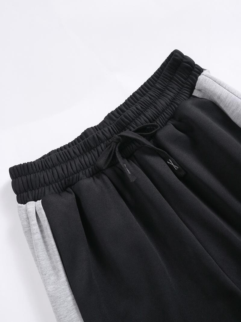 Women's Patchwork Side Stripe Drawstring Waist Sweatpants, Casual Elastic Waist Pocket Jogger Pants for Fall & Winter, Women's Trousers for Daily Wear, Baggy Pants